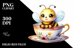 Colorful Baby Bee in Tea Cup | Clipart Product Image 1