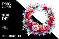 Red Roses Vibrant Abstract Wreath | Sublimation | Clipart Product Image 2