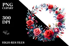 Red Roses Vibrant Abstract Wreath | Sublimation | Clipart Product Image 2