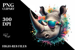Colorful Artistic Rhino Sticker Clipart Product Image 3