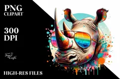 Colorful Artistic Rhino Sticker Clipart Product Image 1