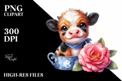 Cute Highland Cow Smiling in Recipient | Sublimation | Product Image 1