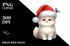 a Cute Christmass Cat with Santa Hat PNG Product Image 3