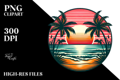 Retro Tropical Beach Sunset PNG Product Image 2
