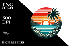 Retro Tropical Beach Sunset PNG Product Image 2
