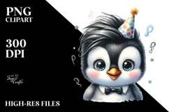 Cute Baby Penguin with Cool Haircut PNG Product Image 2