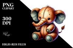 Old Plush Elephant in Watercolor, PNG Product Image 2