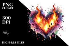 Colorful Digital Fire Heart PNG Product Image 2