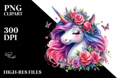 Vibrant Cute Unicorn Clipart, High-Resolution PNG Product Image 3