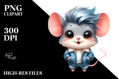 Funny Baby Mouse with Cool Hair PNG Product Image 2