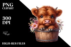 Cute Baby Dog Wood Bucket PNG Product Image 3