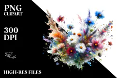 Abstract Vibrant Wild Flowers PNG Product Image 2