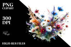 Abstract Vibrant Wild Flowers PNG Product Image 2
