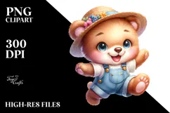 Smiling Baby Bear with Summer Clothes PNG Product Image 2