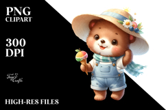Smiling Baby Bear with Summer Clothes PNG Product Image 2