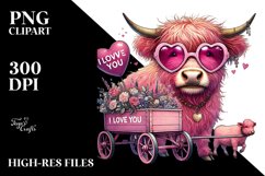 Detailed Pink Highland Cow Sunglasses PNG Product Image 2