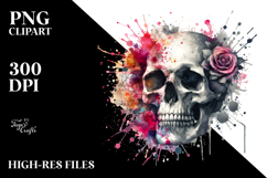Digital Skull with Splashes PNG Product Image 2