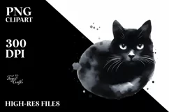 Simple Black Cat Clipart, Transparent PNG Product Image 1