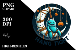 Funny Monster on Half Moon, PNG Product Image 2