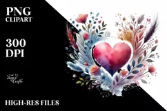 Paintbrush Style Heart Watercolor PNG Product Image 2