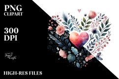 Paintbrush Style Heart Watercolor PNG Product Image 2