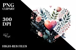 Paintbrush Style Heart Watercolor PNG Product Image 2