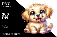 Cute Baby Golden Retriever, Watercolor PNG Product Image 2
