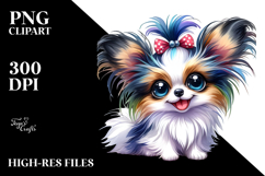 Cute Baby Papillon, Watercolor PNG Product Image 2