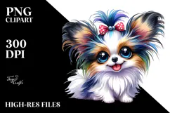 Cute Baby Papillon, Watercolor PNG Product Image 2