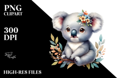 Digital Watercolor Cute Baby Koala PNG Product Image 2