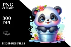 Colorful Smiling Baby Panda Bucket Splash Clipart Product Image 1