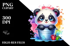 Colorful Baby Panda in Splash | Clipart Product Image 1