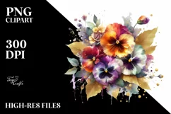 Vibrant Bouquet with Pansy & Splash | Clipart Product Image 3