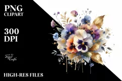 Vibrant Abstract Bouquet with Gold Foil | Clipart Product Image 3