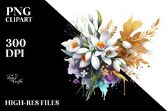 Vibrant Bouquet with Snowdrop | Gold Foil Clipart Product Image 3