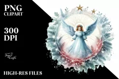 Simple Vibrant Washed Watercolor Vintage Christmas Angel PNG Product Image 3
