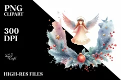 Simple Vibrant Washed Watercolor Vintage Christmas Angel PNG Product Image 1