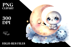 Cute Smiling Baby on the Moon | Clipart Product Image 2