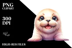 Energetic Baby Walrus with Smiling Look PNG Product Image 2