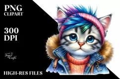 Cute Baby Cat Posed for Winter PNG Product Image 1
