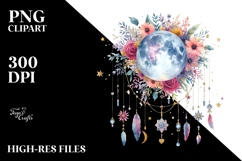 Vibrant Boho Moon Stars Hanging | Sublimation | Clipart Product Image 2