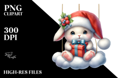Santa Bunny with Gift PNG Product Image 2