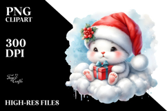 Cute Baby Bunny with Santa Hat PNG Product Image 2