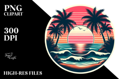 Retro Tropical Beach Sunset Clipart Product Image 2