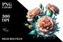 Carnation Flower with Metallic Insertions, Transparent PNG Product Image 2