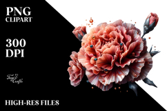 Carnation Flower with Metallic Insertions, Transparent PNG Product Image 2