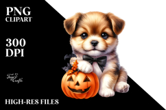 Cute Baby Dog with Halloween Pumpkin, High-Res PNG Product Image 2
