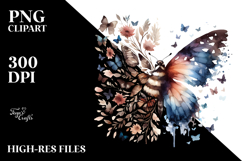 Colorful Bird Painting with Butterfly Silhouettes, PNG Product Image 2