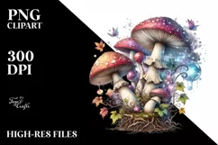 Magical Mushroom Watercolor Splash PNG Product Image 1