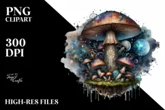 Magical Mushroom Watercolor Splash PNG Product Image 3